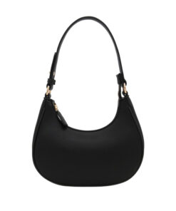 Black Small Crescent Shoulder Bag for Women – Adjustable Strap